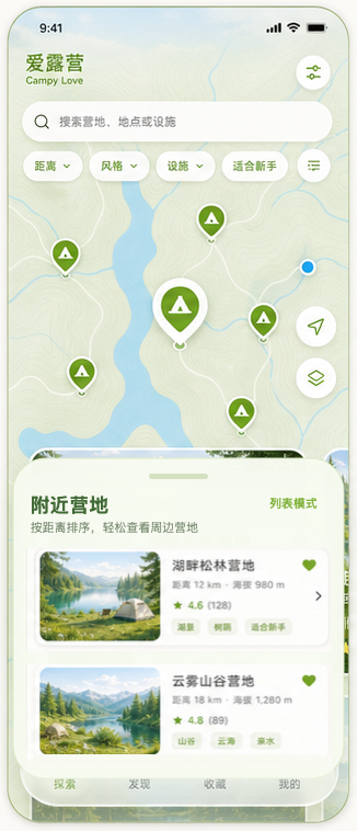 爱露营探索页设计稿