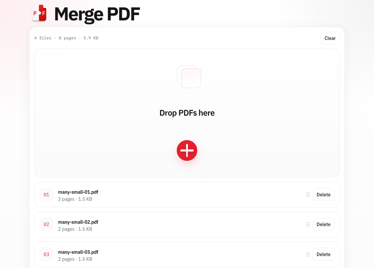 合并PDF多文件列表界面